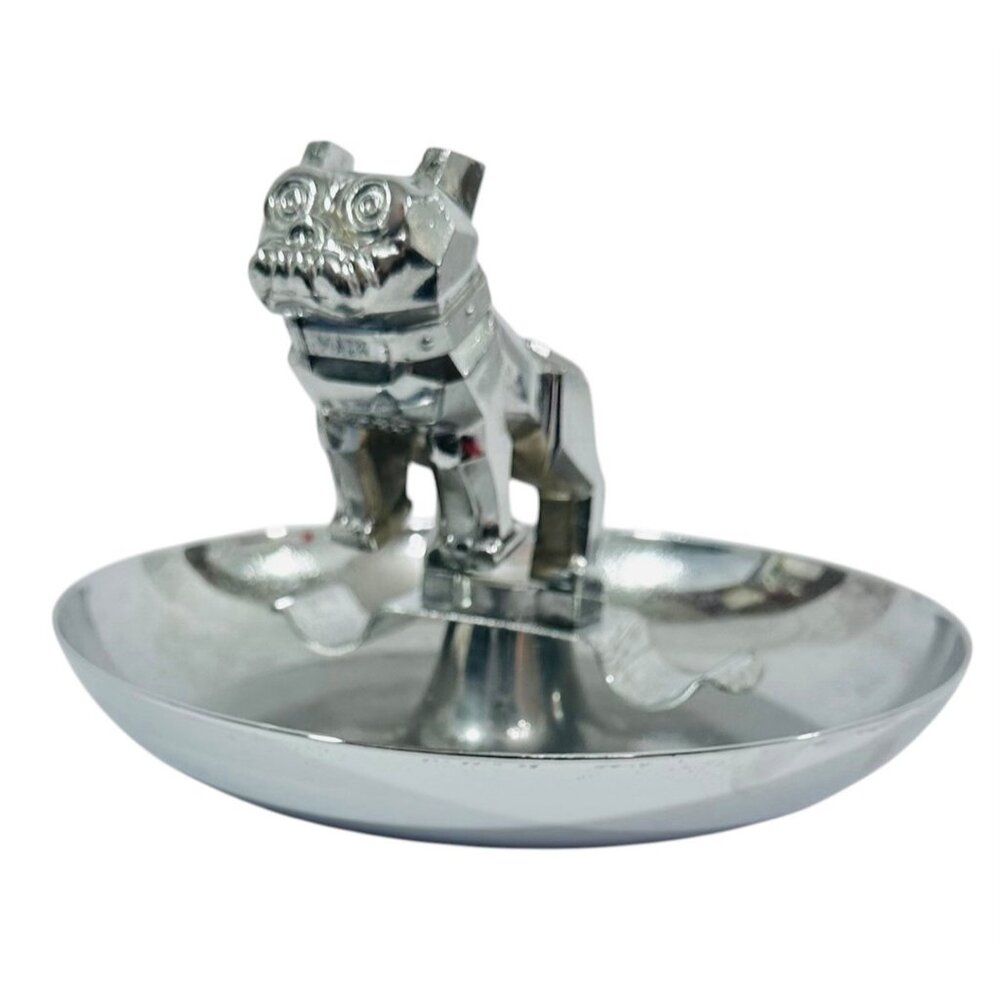 Mack Truck Bulldog Lorry Chrome Ashtray Mascot Vintage Dog Trucking Collectible